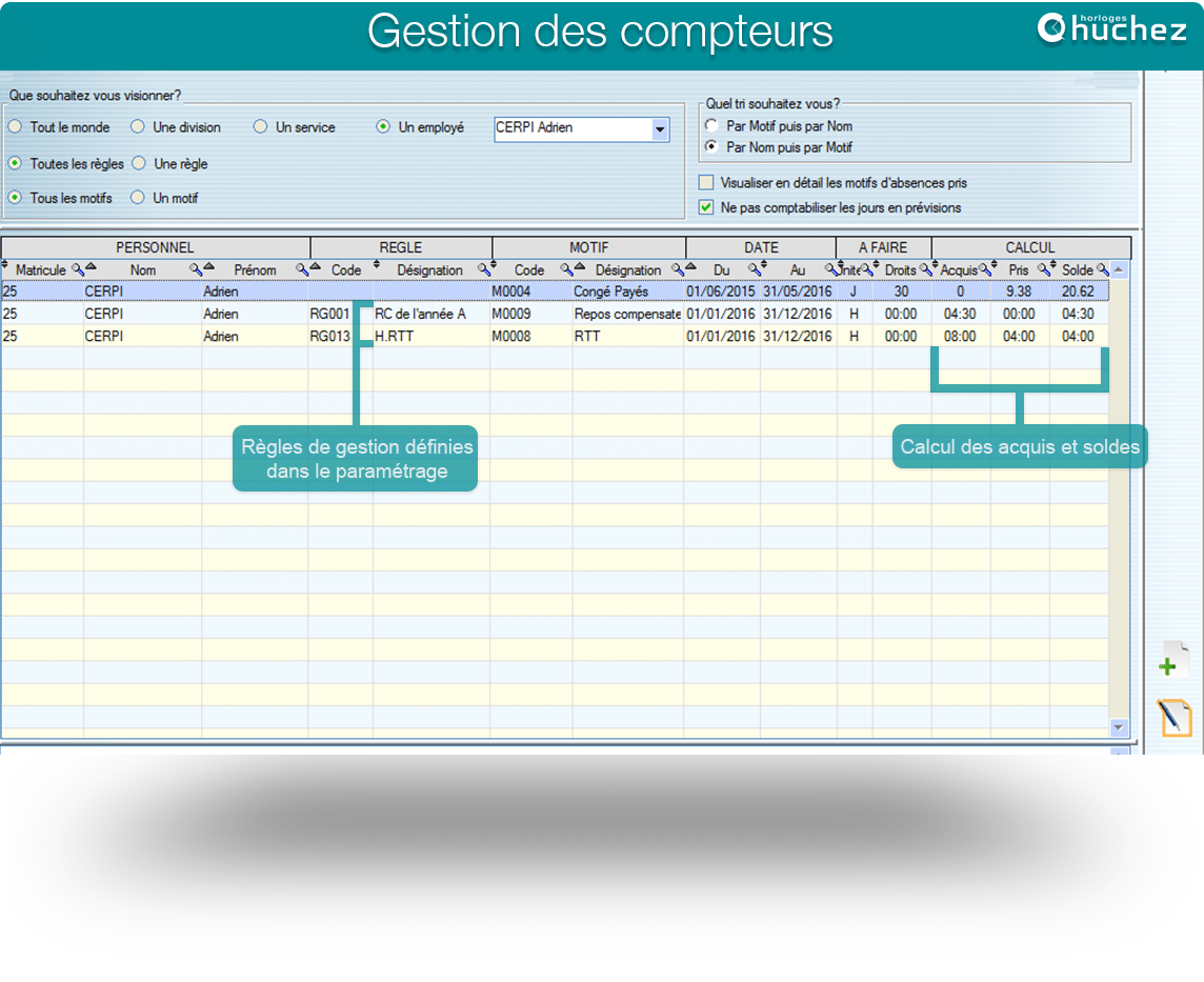 Détail de grille de calcul des heures supplémentaires