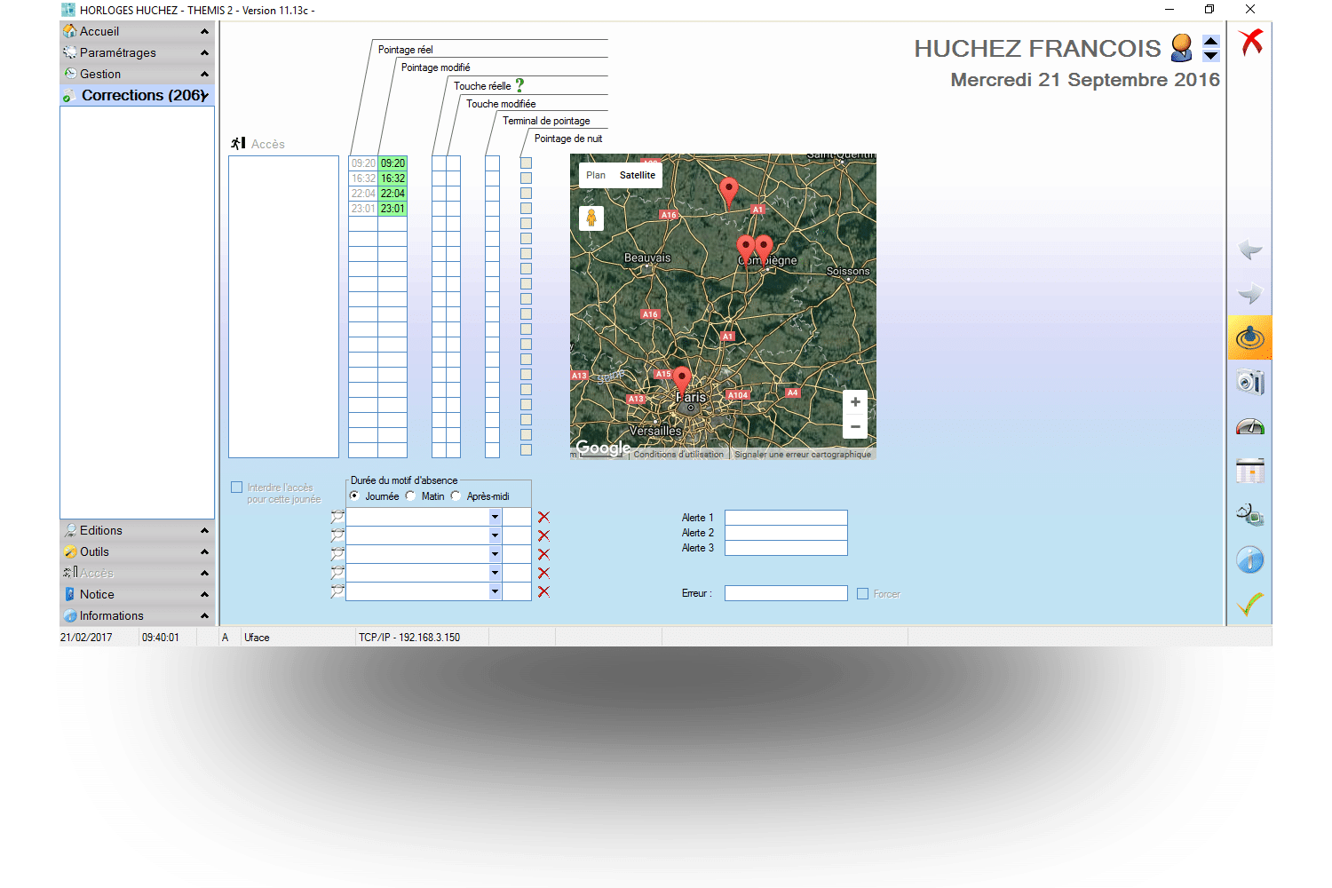 Géolocalisation des pointages via application