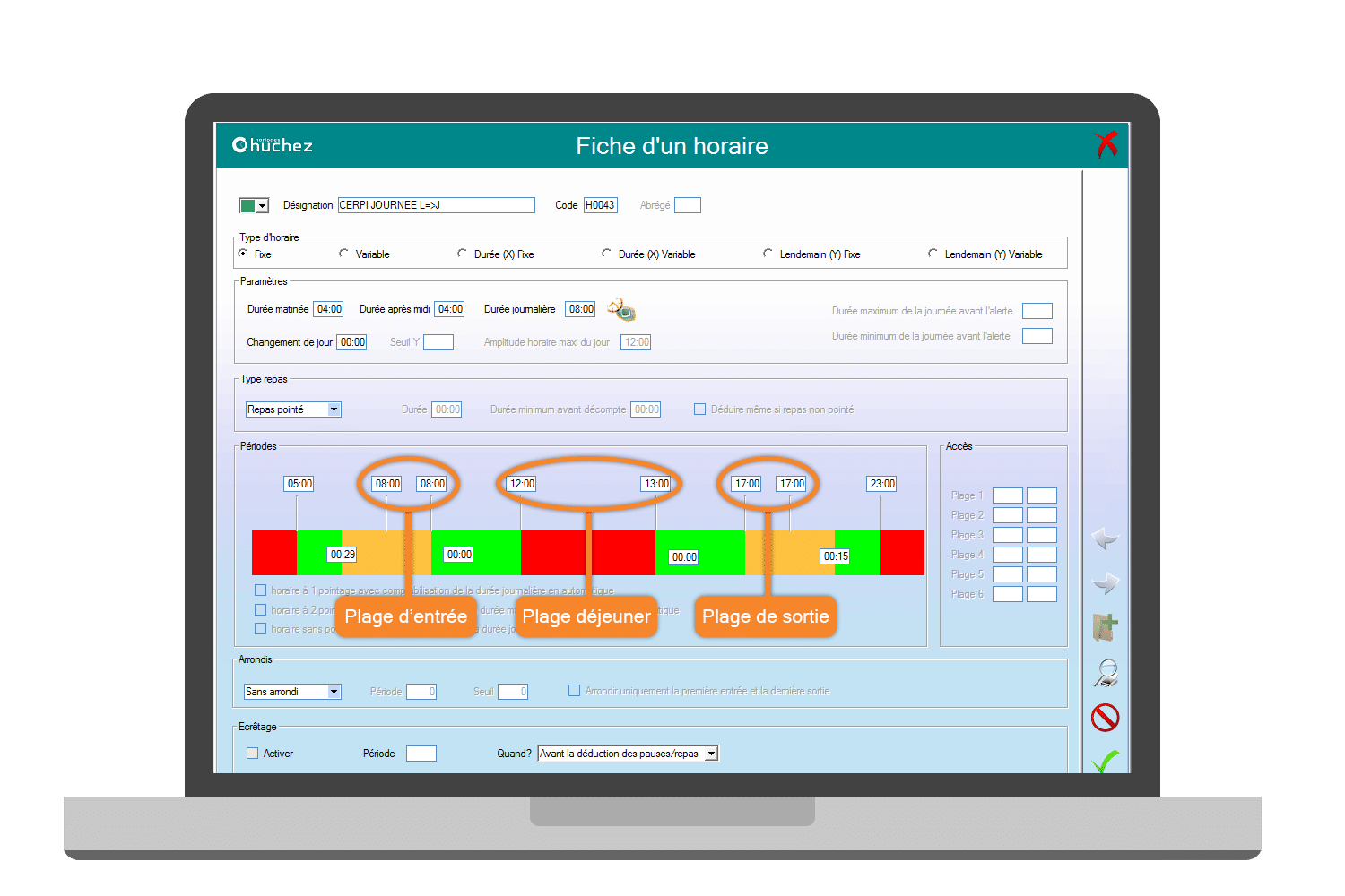 Deuxième étape de l'installation du Kit Thémis Fiche d'horaire sur ordinateur portable